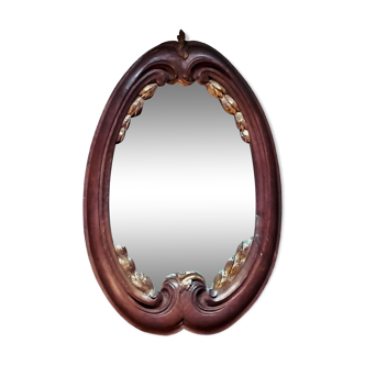 Mirror carved in oak with golden laurel leaves - early 19th century