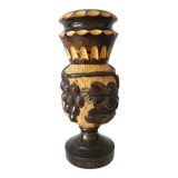Vintage Hand Carved Wooden Vase: Grapevine Motif, 1970s Yugoslavia