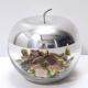 Postmodern Transparent Glass and Silver-Plated Metal Ice Bucket / Bowl, Italy
