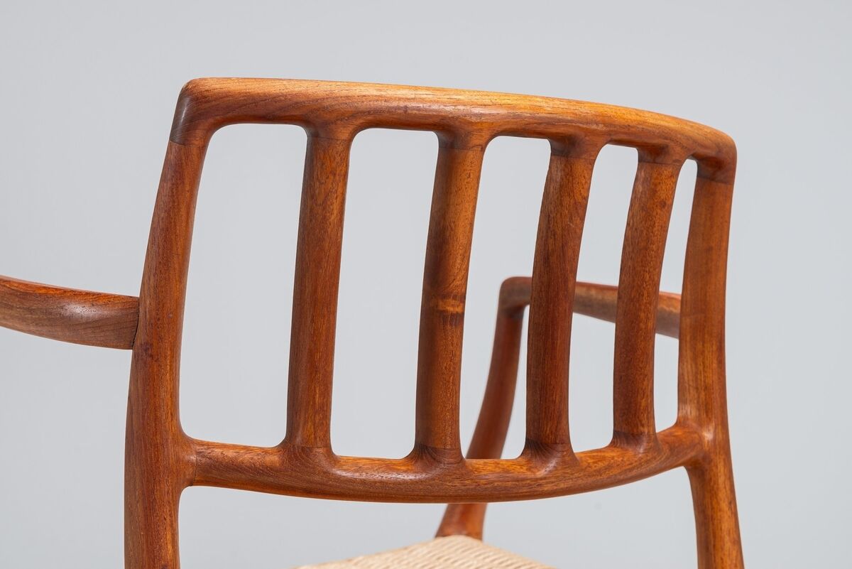 Niels Otto Moller model 66 armchairs in teak and paper cord Denmark 1970
