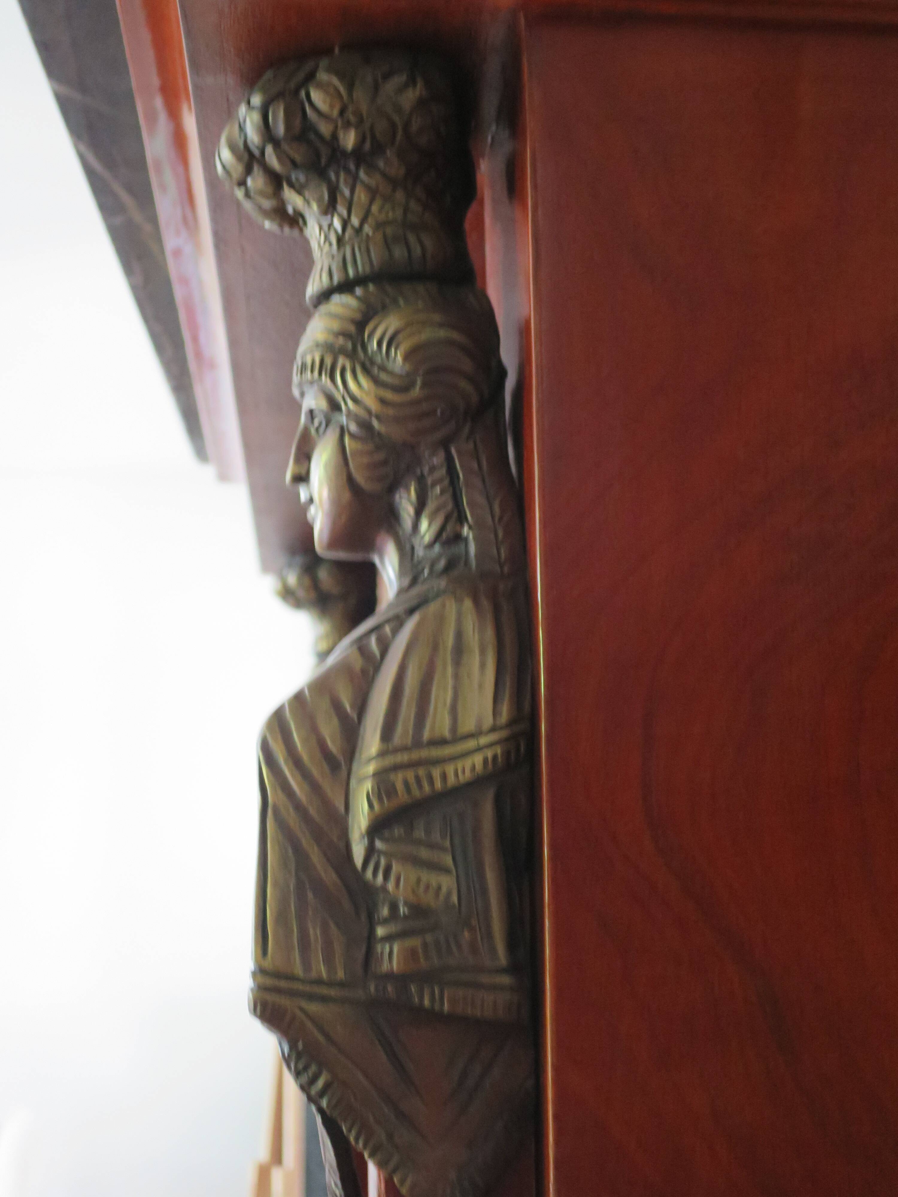 Antique Weekly Planner/Empire Style Commode-Caryatid-Patinated Bronze - 1950