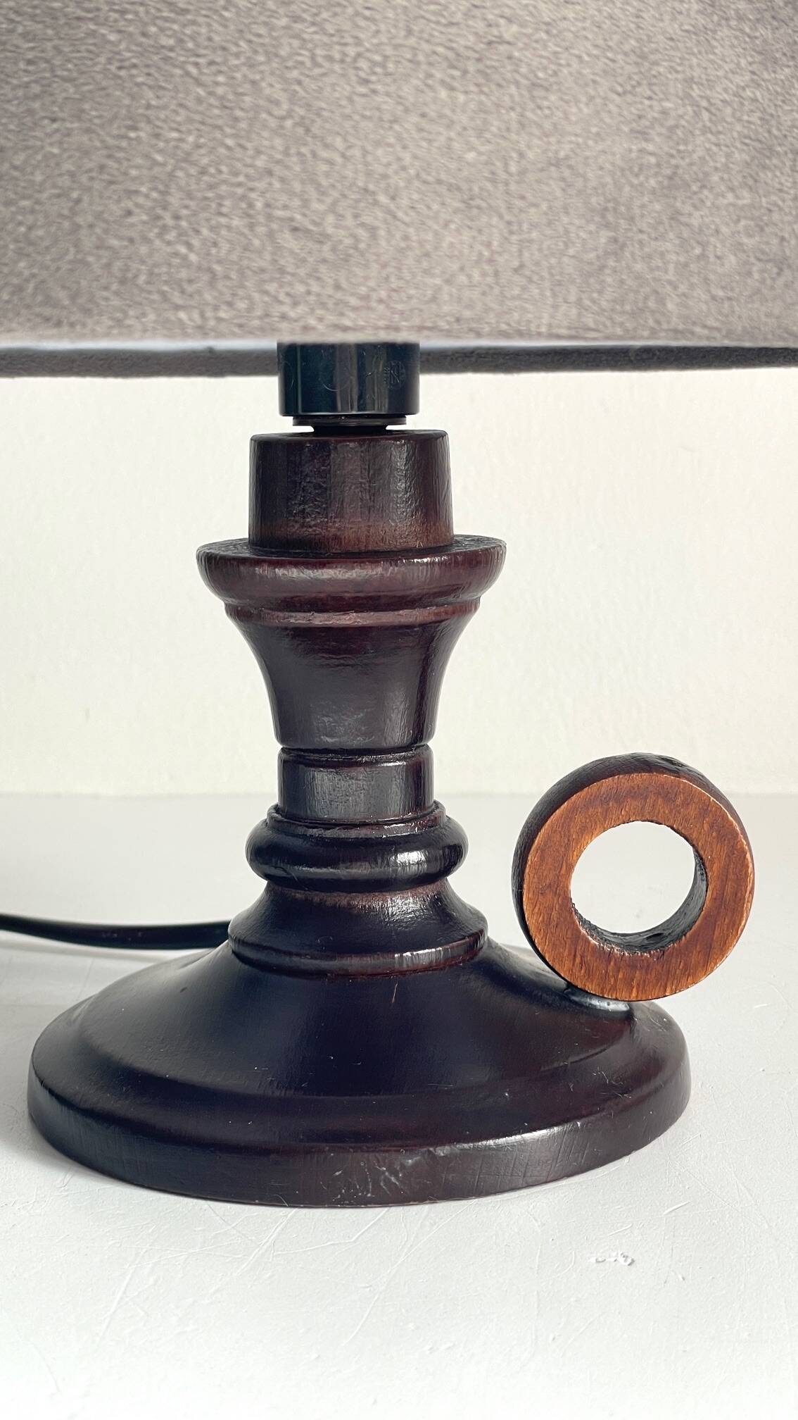 Vintage wooden candle holder lamp
