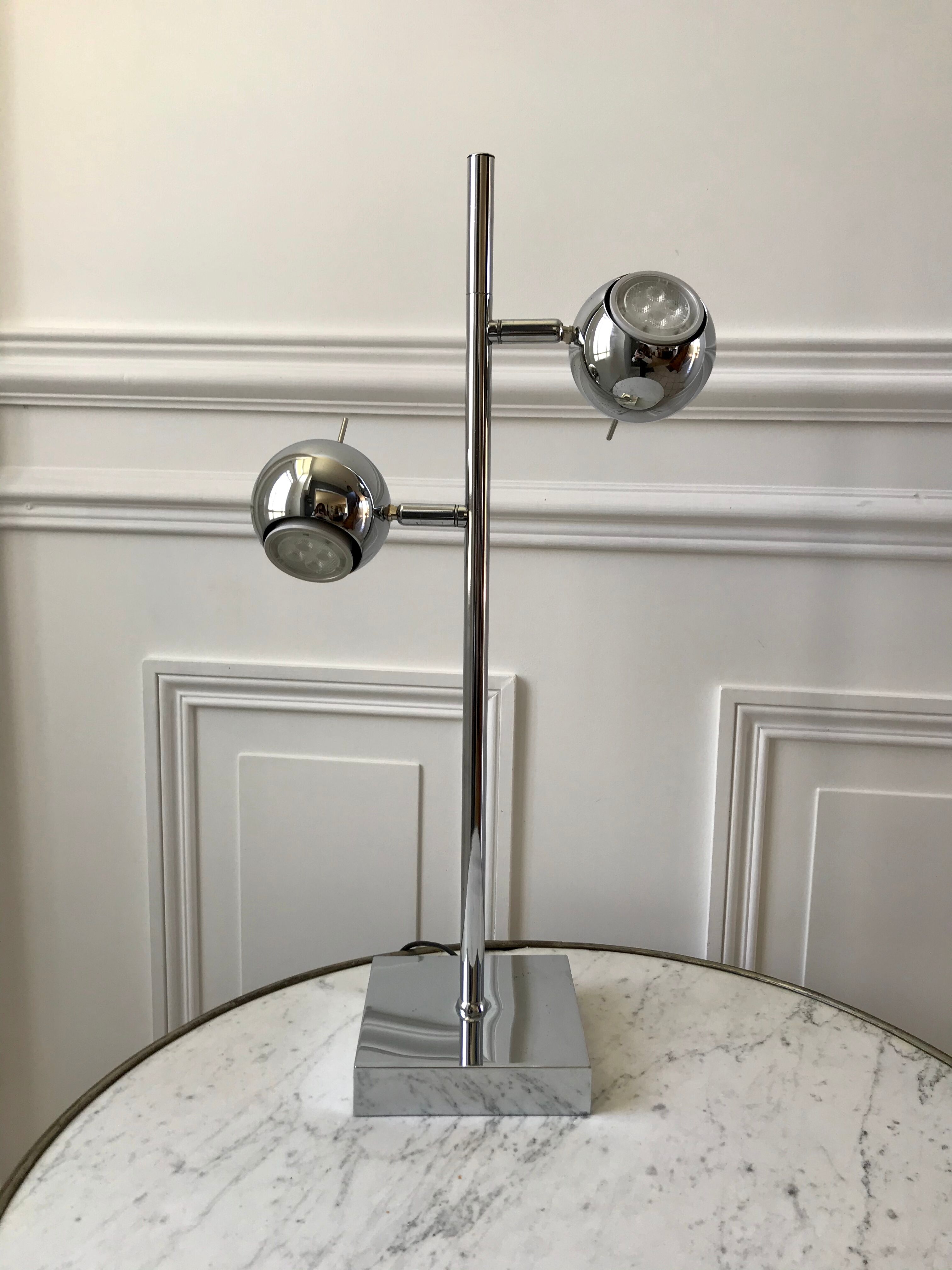 Modular eyeball lamp chrome 70s-80s