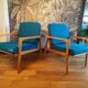 Pair of blue jersey Scandinavian armchairs