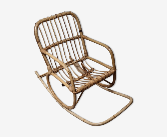 Fauteuil à bascule enfant en rotin