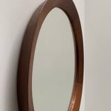 Scandinavian round teak mirror