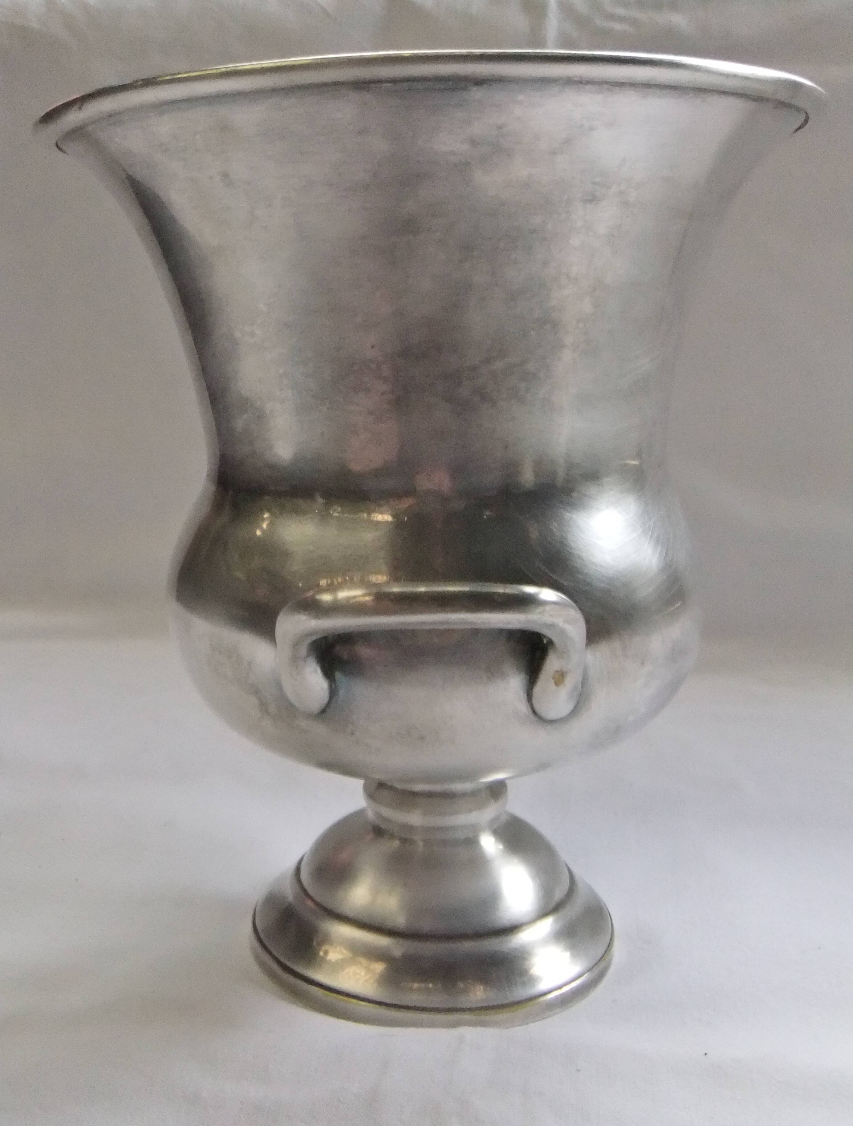 Old champagne bucket with vintage silver metal cooler Medici