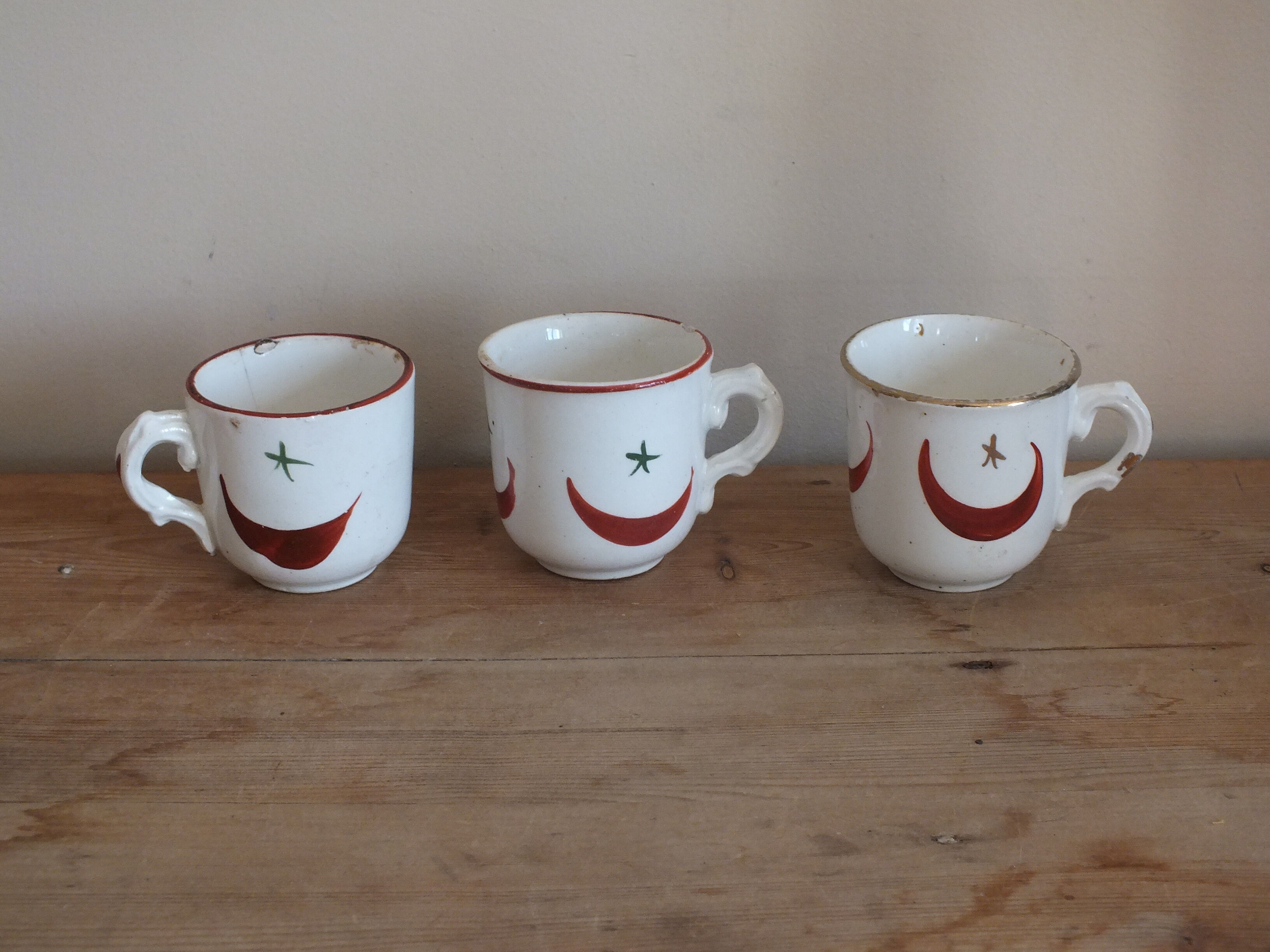 Lot 3 cups old orientalist decoration (Crescent Moon and star)