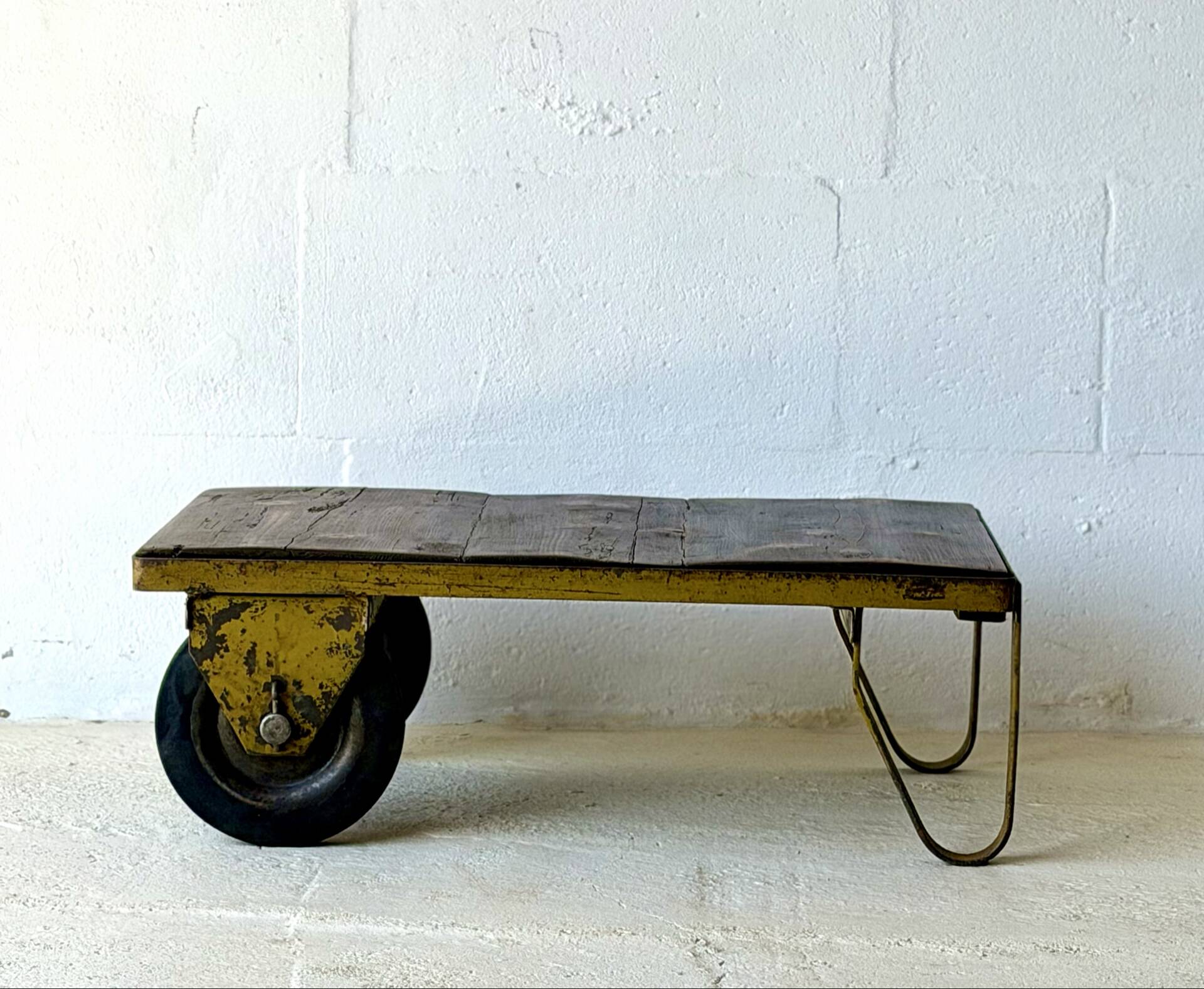 Table basse en chariot d'usine industriel vintage, 1970