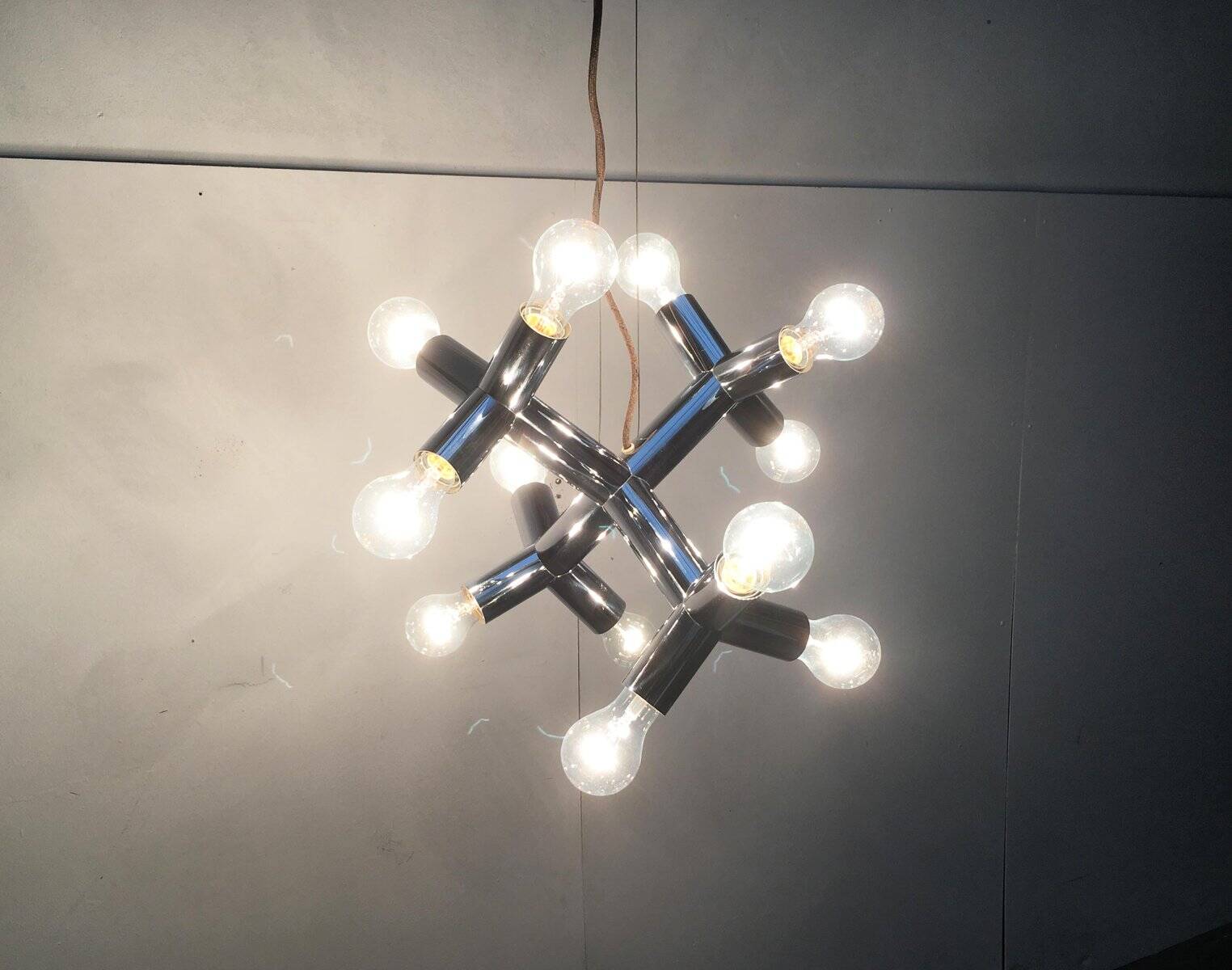 Atomic 12 HL suspension light in Espace style, mid-20th century, Austrian, by J.T. Kalmar, 1960s.