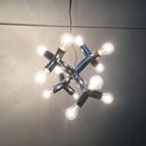 Atomic 12 HL suspension light in Espace style, mid-20th century, Austrian, by J.T. Kalmar, 1960s.