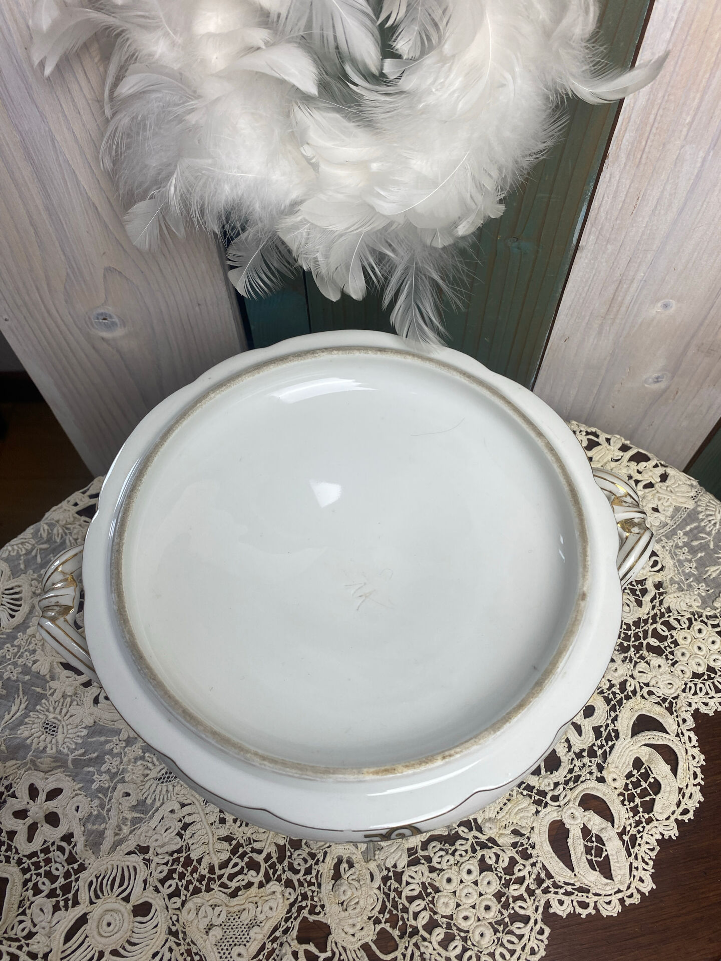 Vegetable dish in porcelain from Vierzon, 19th century.