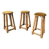 Set of three rattan high stools