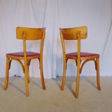 Six vintage Baumann bistro chairs in blond wood