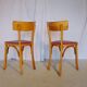 Six vintage Baumann bistro chairs in blond wood