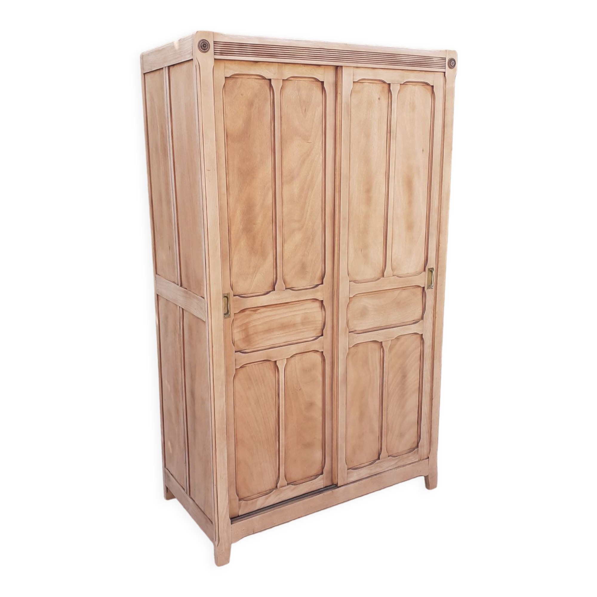Parisian cabinet with 2 sliding doors 1 shelf solid beech