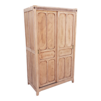 Parisian cabinet with 2 sliding doors 1 shelf solid beech