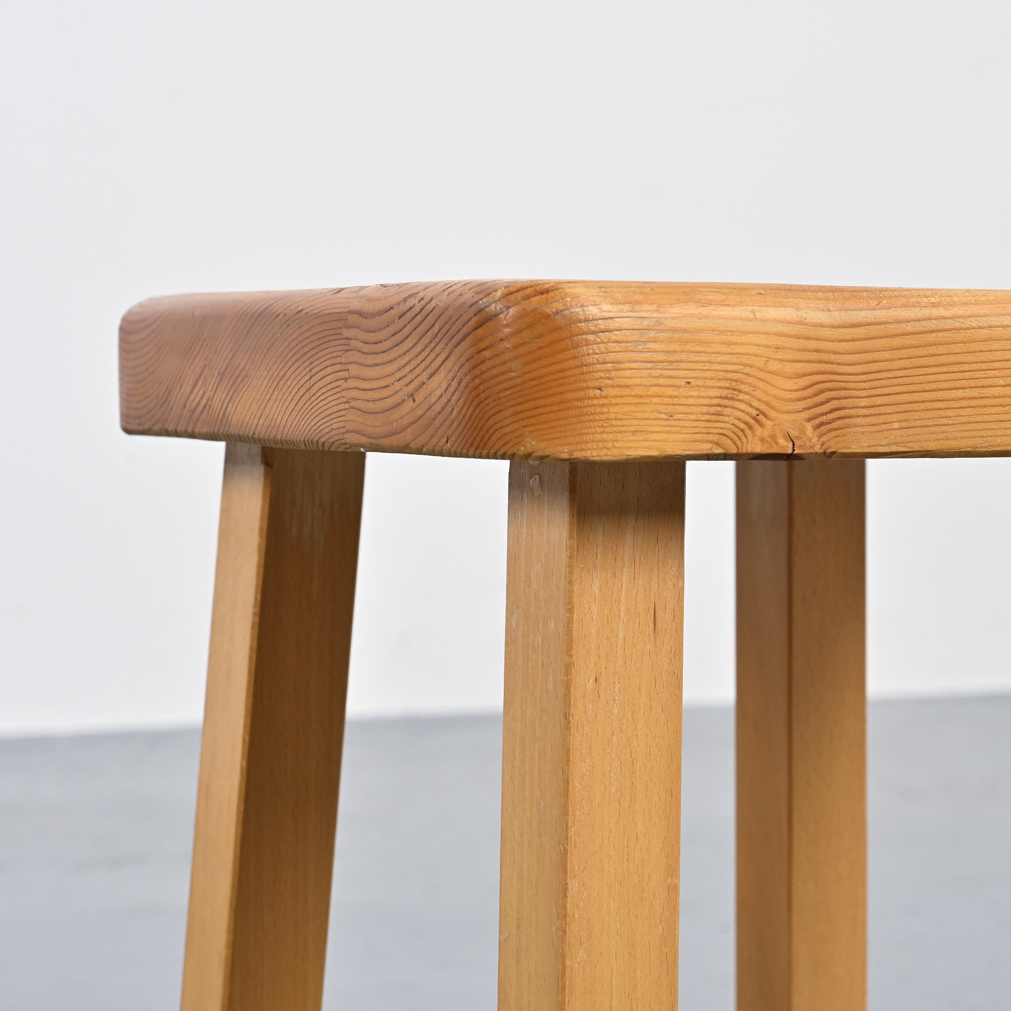 Pine stool by Charlotte Perriand, Les Arcs, France