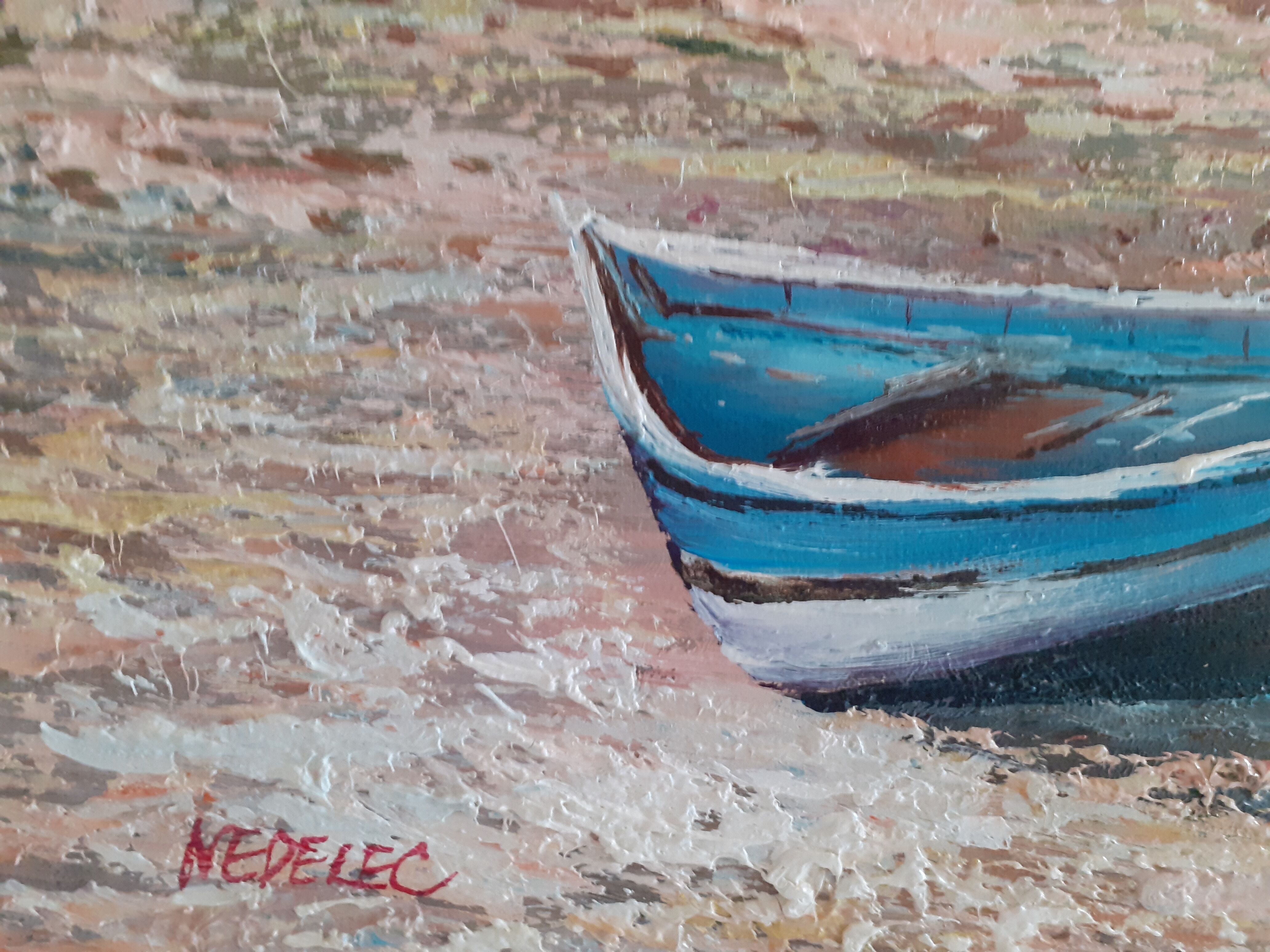 Painting breton landscape signed nedelec