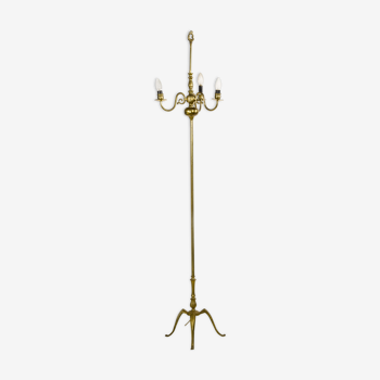 Neoclassical brass tripod lamp 3 lamps