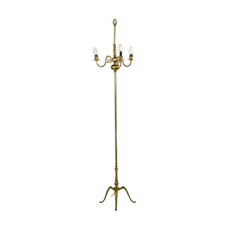 Neoclassical brass tripod lamp 3 lamps