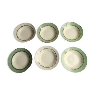 6 Villeroy & Boch deposed hollow plates in ceramics gold decoration