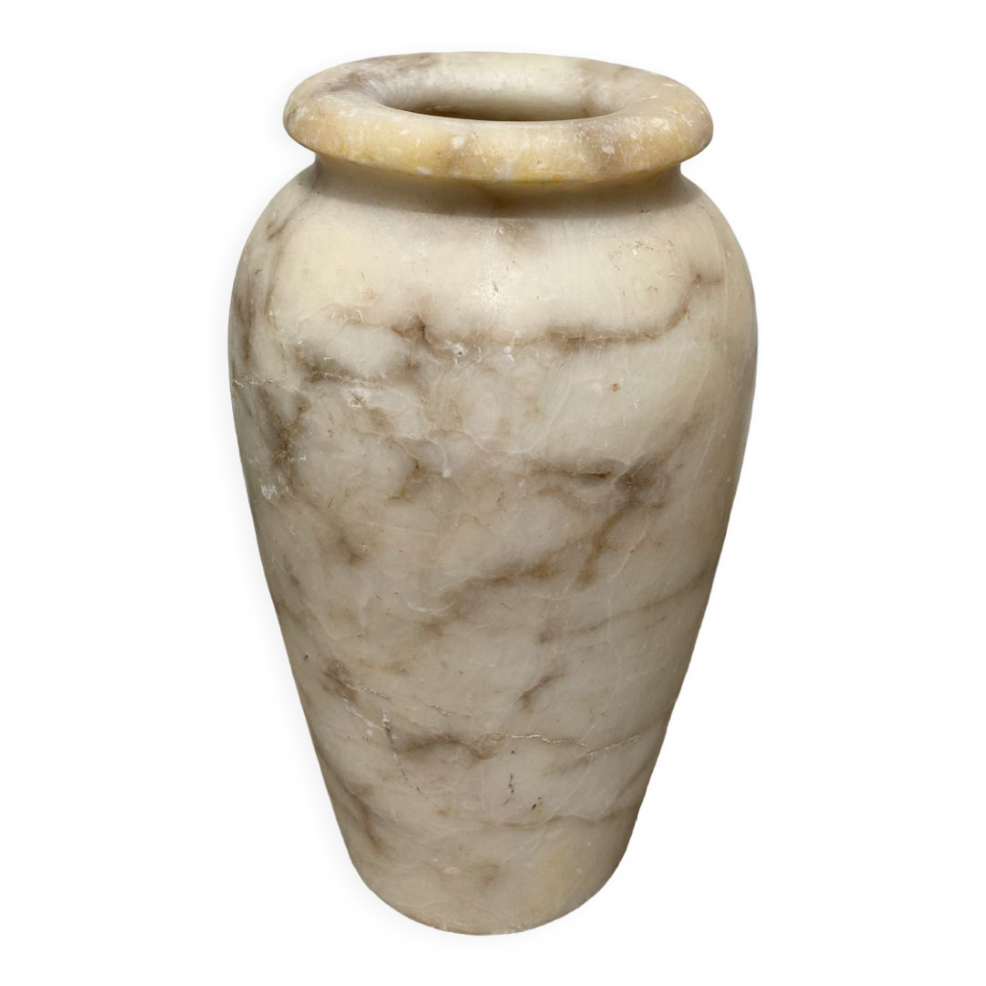 Onyx vase veins white marble beige art deco