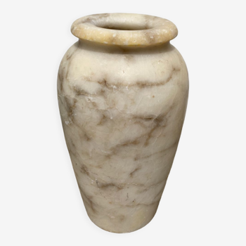 Onyx vase veins white marble beige art deco