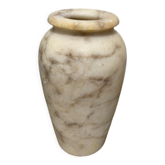 Vase en onyx veinures marbre blanc beige art déco
