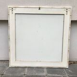 Large rattan and white bamboo mirror