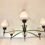 Lustre moderniste aux 6 flambeaux 1950