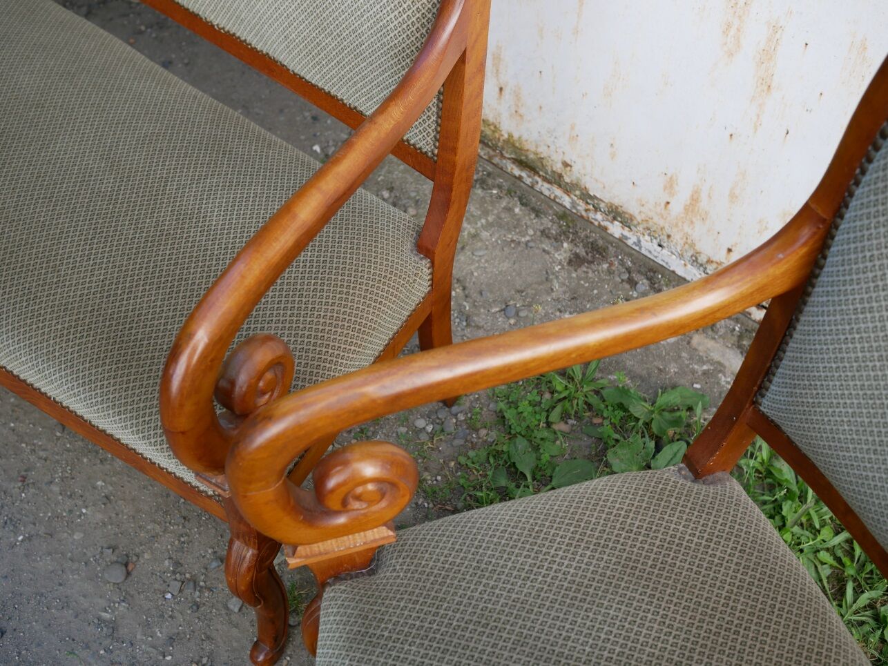 Sofa and 2 armchairs in wood and velvet with boudoirs empires