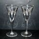 Lot de 2 verres à vin Roemer en cristal gravé guirlandes à la roue 1900