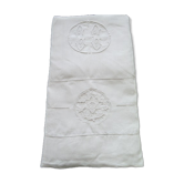 Drap ancien en lin monogramme GG broderies et jours en retour  2.40 x 3 m