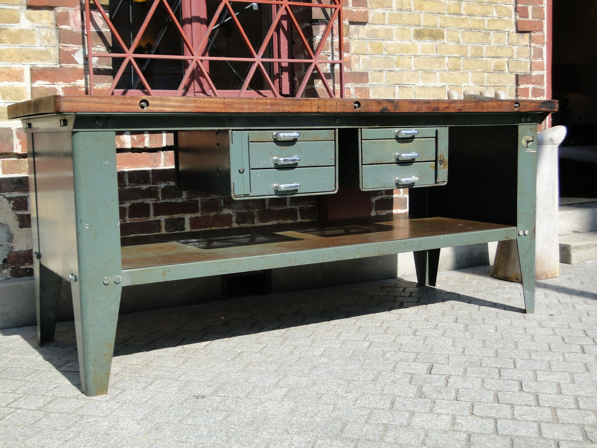 Workbench metal and mahogany 1960