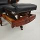 Fauteuil de bibliothèque ancien du XIXe siècle par Horrix – cuir noir
