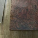 70s coffee table in brass and elm burl