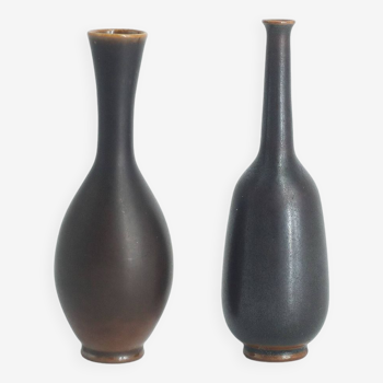 Petits Vases de Collection Mid-Century Scandinaves Modernes en Grès Wengé par John Andersson, Set de 2