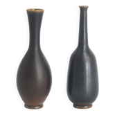 Small Mid-Century Scandinavian Modern Collection Vases in Wenge Stoneware by John Andersson, Set of 2