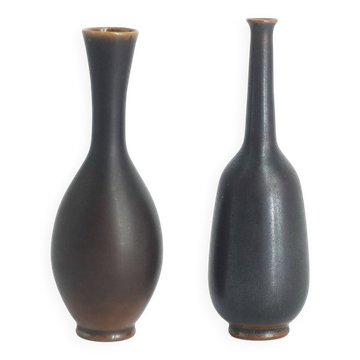 Petits Vases de Collection Mid-Century Scandinaves Modernes en Grès Wengé par John Andersson, Set de 2