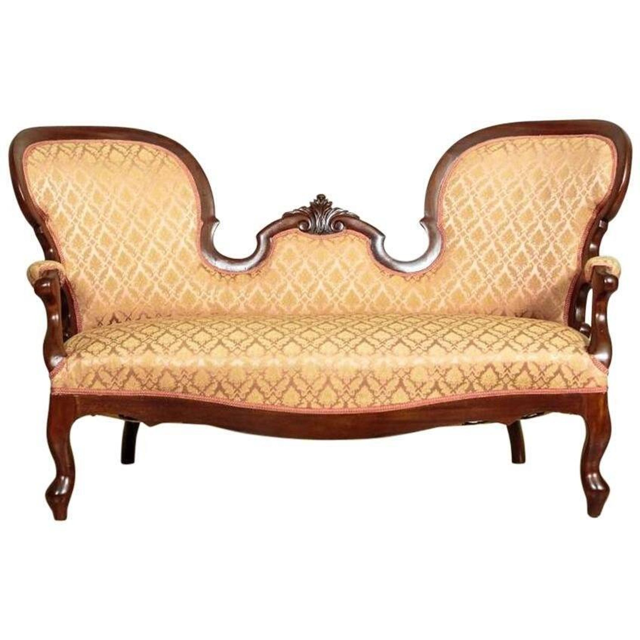 Sofa en noyer vintage, 1880