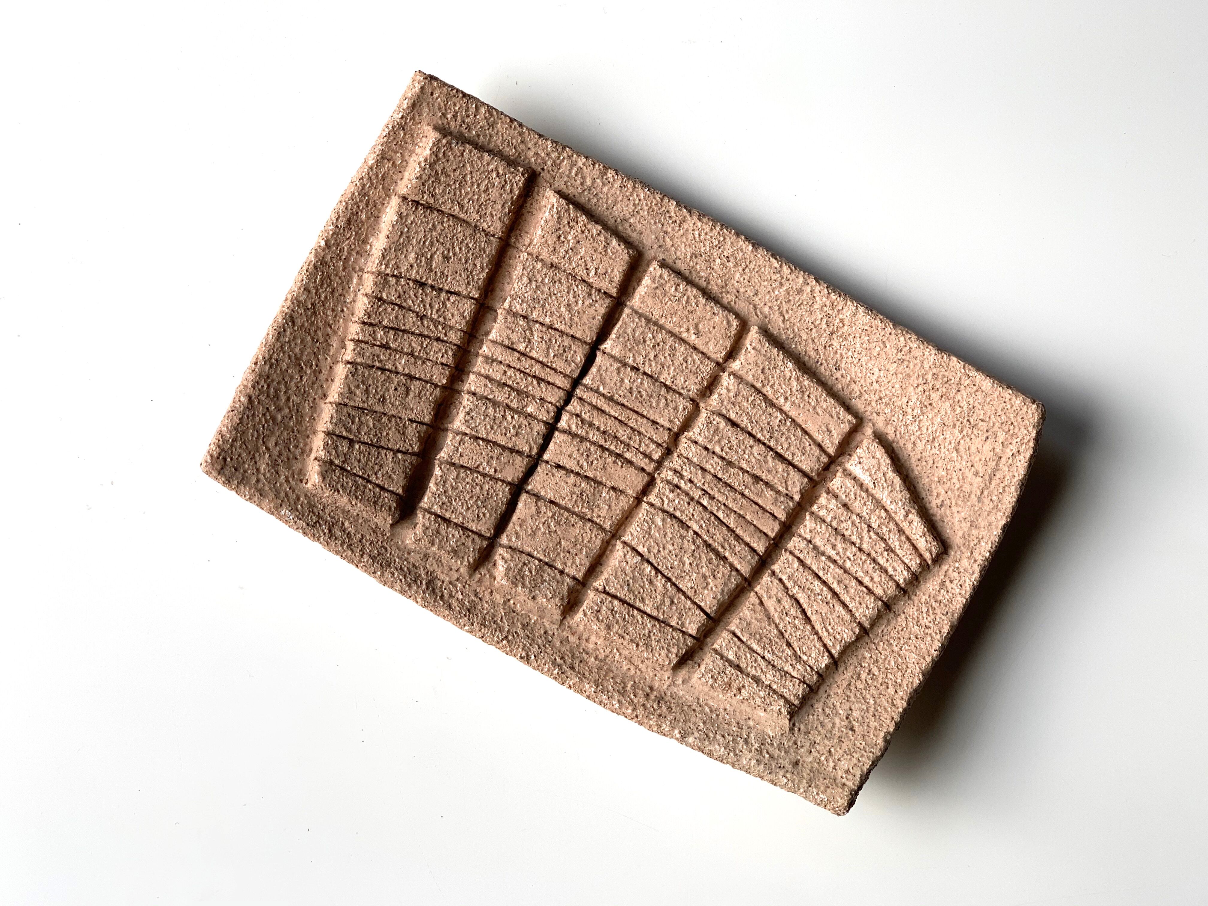 Empty ceramic pocket, abstract relief decoration, 70s