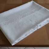 White linen tablecloth with embroidery 181cm/261cm