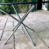 Chrome table and smoked glass