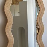 Zigzag rattan foot mirror H:182cm