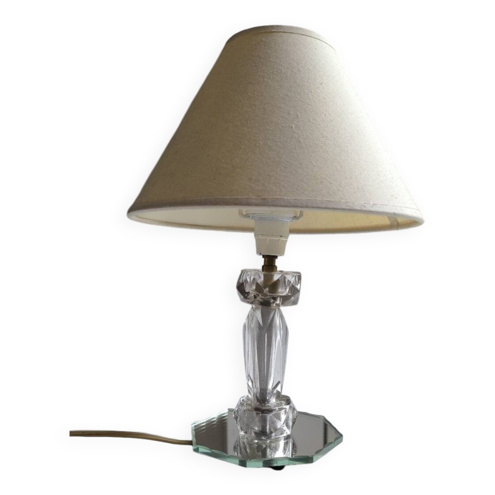 Table lamp in chiseled glass and beveled mirror 1950