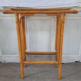 Rattan console and smoked glass Roche Bobois, from the 70s