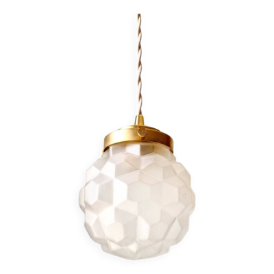 Suspension/Baladeuse Art Déco en verre satiné, années 192