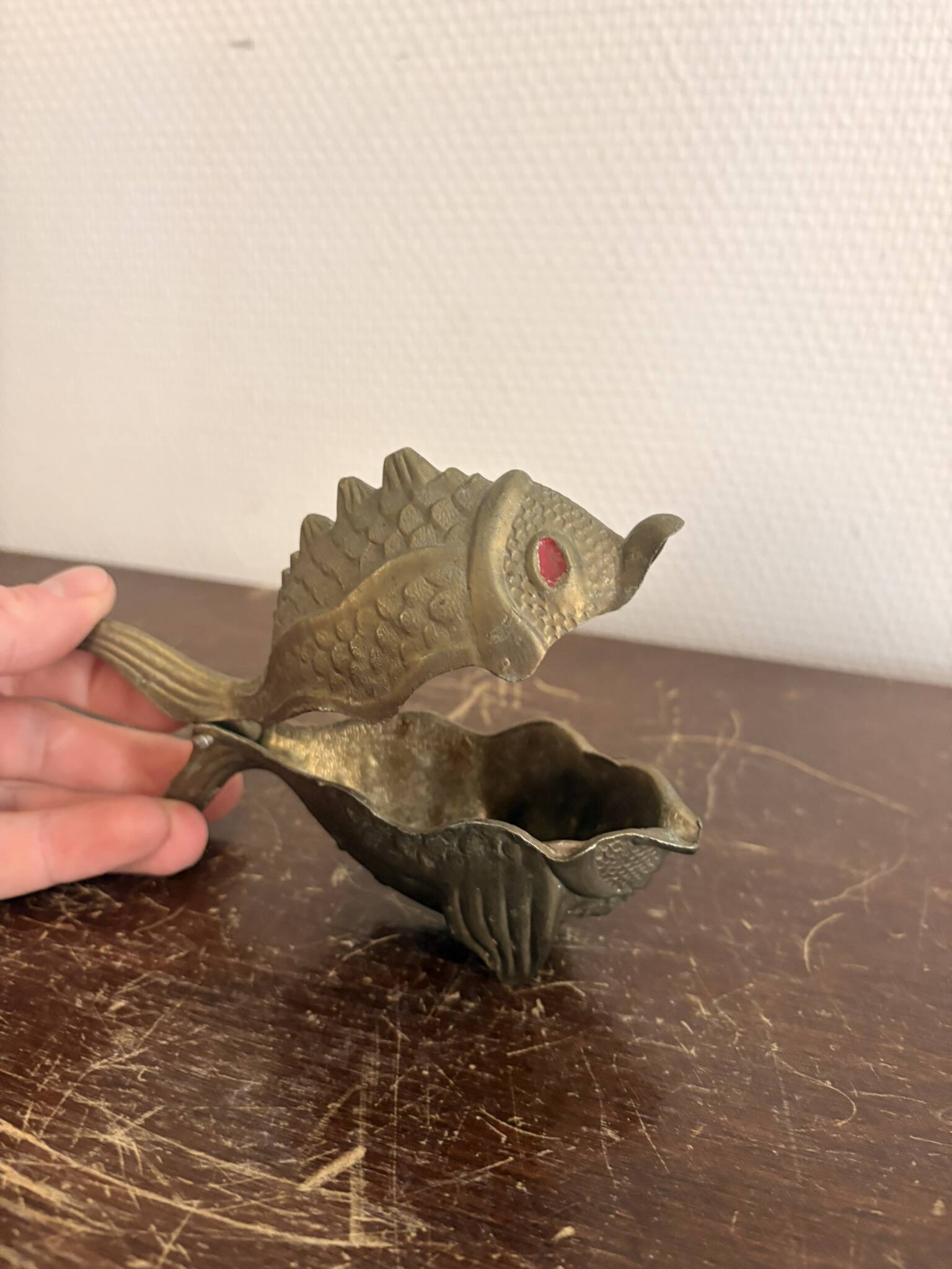 Vintage Articulated Ashtray Fish Golden Brass 1970