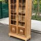 Parisian Art Deco display cabinet from 1950, renovated in raw solid oak, 101cm.